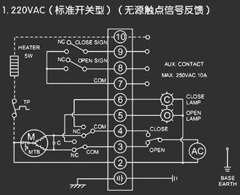220VAC標準開關型<a href='http://m.jjs120.com/Product/diefa/diandongdiefa/' target='_blank'>電動<a href='http://m.jjs120.com/Product/diefa/' target='_blank'>蝶閥</a></a>接線圖