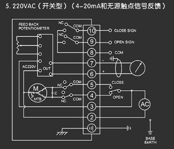 220VAC開關型<a href='http://m.jjs120.com/Product/diefa/diandongdiefa/' target='_blank'>電動<a href='http://m.jjs120.com/Product/diefa/' target='_blank'>蝶閥</a></a>接線圖