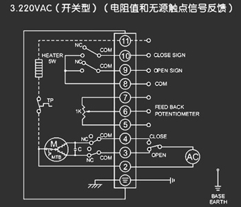 220VAC開關型<a href='http://m.jjs120.com/Product/diefa/diandongdiefa/' target='_blank'>電動<a href='http://m.jjs120.com/Product/diefa/' target='_blank'>蝶閥</a></a>接線圖