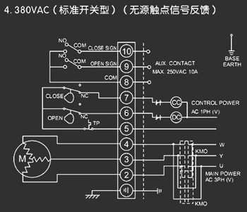 380VAC標準開關型<a href='http://m.jjs120.com/Product/diefa/diandongdiefa/' target='_blank'>電動<a href='http://m.jjs120.com/Product/diefa/' target='_blank'>蝶閥</a></a>接線圖